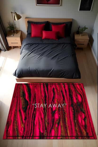 Dijital Baskı Stay Away Yazılı Modern Kaymaz Taban Makinada Yıkanabilir Salon Halısı ve Yolluk