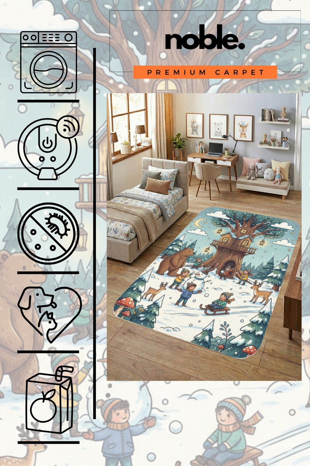 Makinede Yıkanabilir Dijital Baskı Kaymaz Taban Salon Mutfak Yolluk Çocuk Odası Halısı