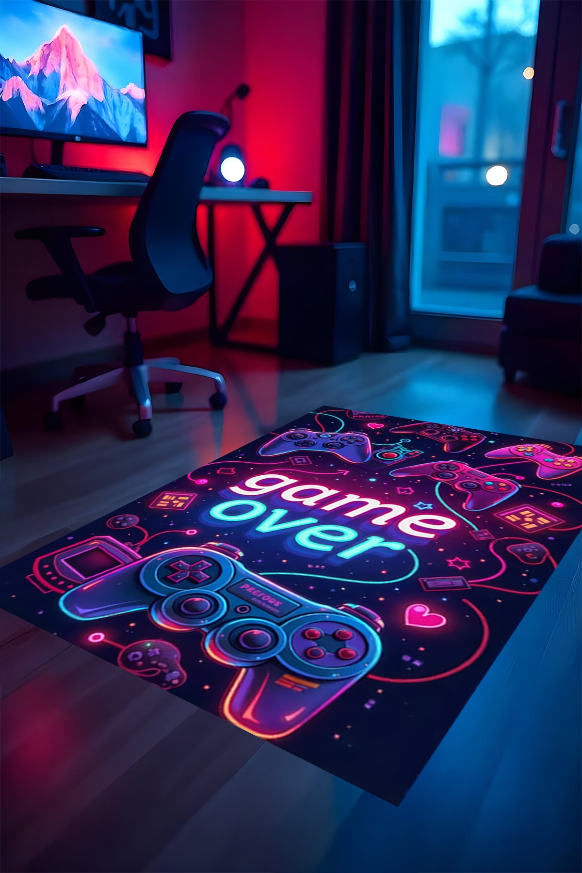 Gaming Halı Dijital Baskı Oyun Odası Halısı Kaymaz Taban Yıkanabilir Gamer Modern Tasarım