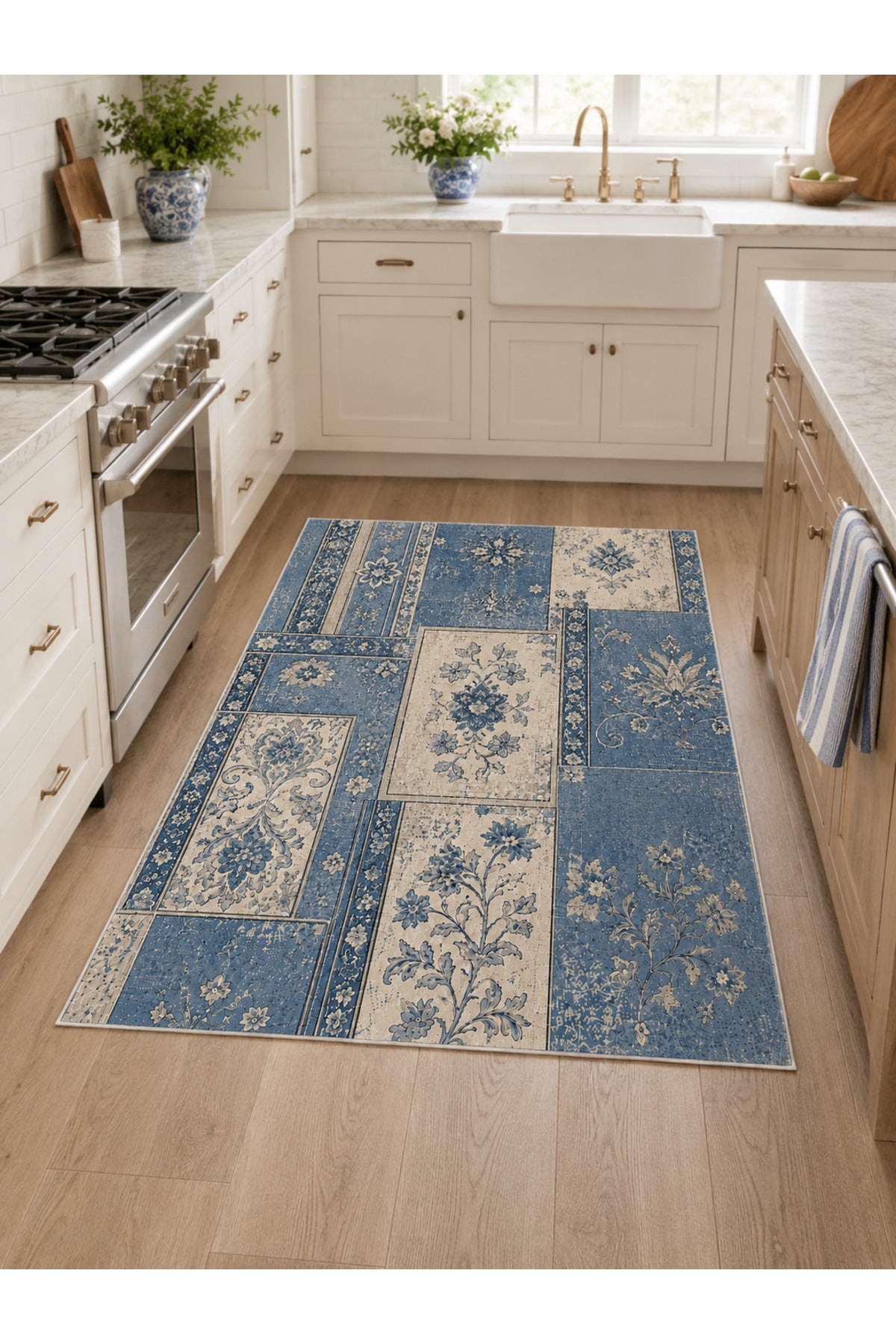 Dijital Kaymaz Yıkanabilir Patchwork Vintage Retro Salon Halısı Mutfak Halısı Yolluk