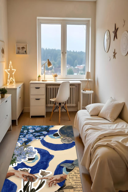 Dijital Baskı Modern Tarz Kaymaz Taban Leke Tutmaz Makinada Yıkanabilir Salon Halısı Genç Oda Halısı