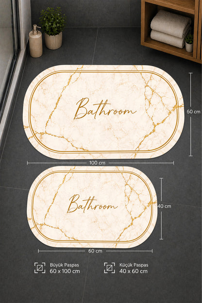 Dijital Baskı Modern Desenli Modern Banyo Halısı İkili Banyo Paspası (40cmx60cm)ve(60cmx100cm)