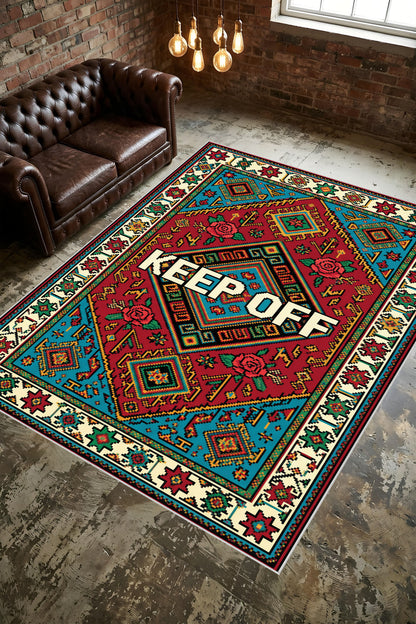 Dijital Yıkanabilir Etnik Retro Desen Kaymaz Taban Salon Halısı Mutfak Yolluk Çocuk Odası Halısı
