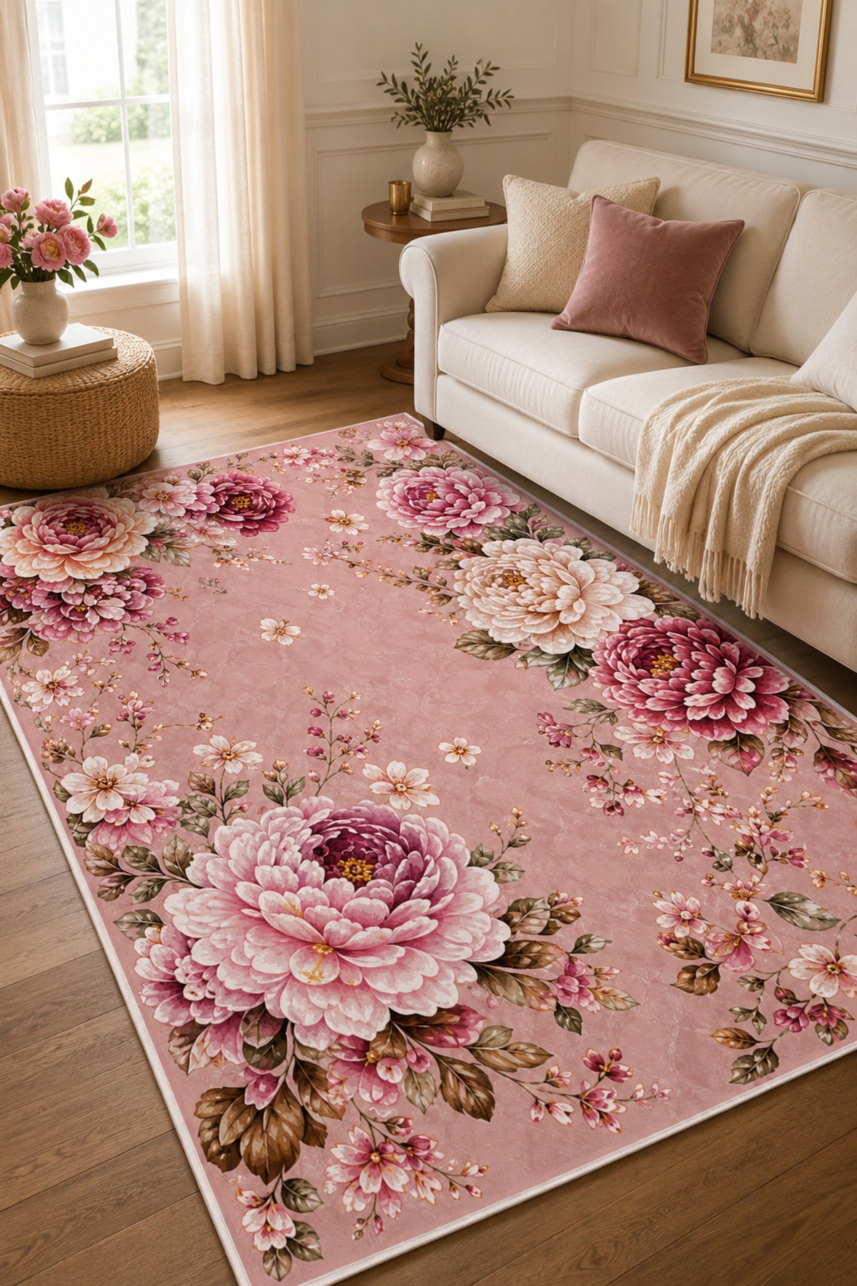 Dijital Yıkanabilir Etnik Retro Desen Kaymaz Taban Salon Halısı Mutfak Halısı Yolluk Çocuk Halısı