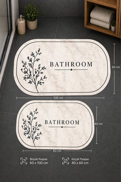 Dijital Baskı Modern Desenli Modern Banyo Halısı İkili Banyo Paspası (40cmx60cm)ve(60cmx100cm)
