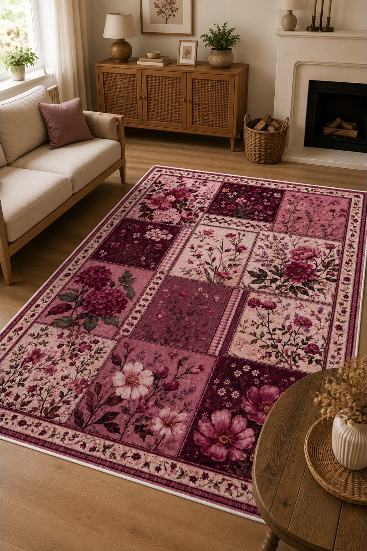 Dijital Yıkanabilir Etnik Retro Desen Kaymaz Taban Salon Halısı Mutfak Halısı Yolluk Çocuk Halısı