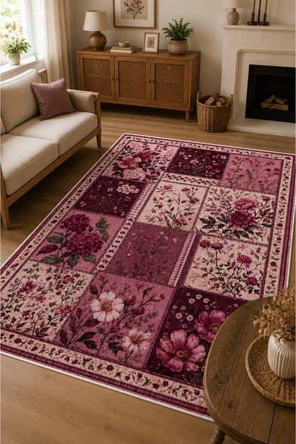 Dijital Yıkanabilir Etnik Retro Desen Kaymaz Taban Salon Halısı Mutfak Halısı Yolluk Çocuk Halısı