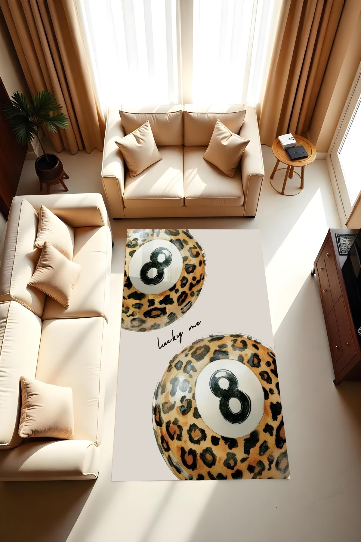 Dijital Baskı Leopar Bilardo Desen Kaymaz Taban Makinada Yıkanabilir Salon Halısı Genç Oda Halısı