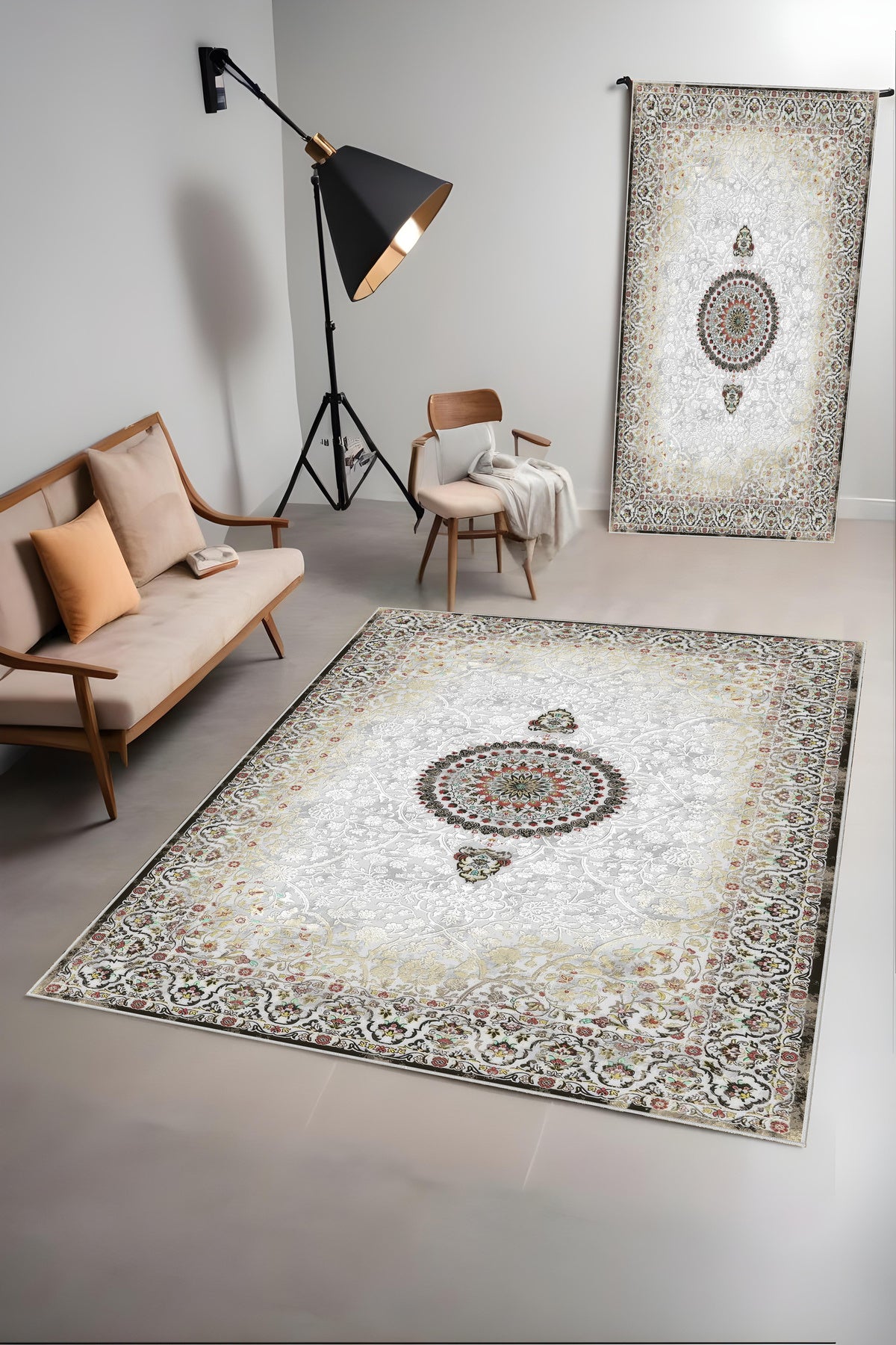 Makinede yıkanabilir klasik desen kaymaz taban leke tutmaz salon halısı ve kesme yolluk