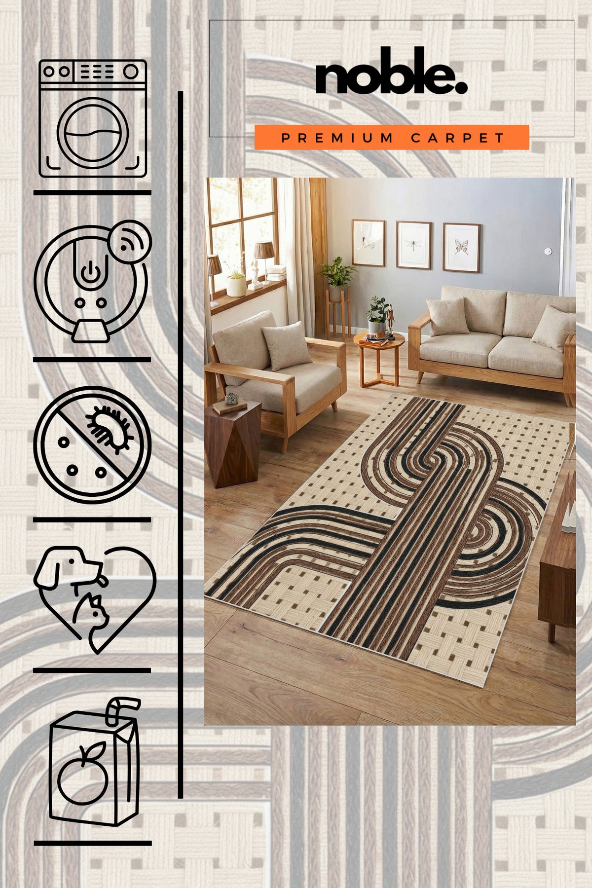 Makinede Yıkanabilir Dijital Baskı Kaymaz Taban Salon Mutfak Yolluk Çocuk Odası Halısı