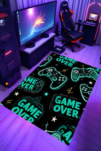 Gaming Halı Dijital Baskı Oyun Odası Halısı Kaymaz Taban Yıkanabilir Gamer Modern Tasarım