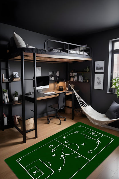 Dijital Baskı Futbol Temalı Kaymaz Taban Leke Tutmaz Yıkanabilir Salon Halısı ve Genç Halısı