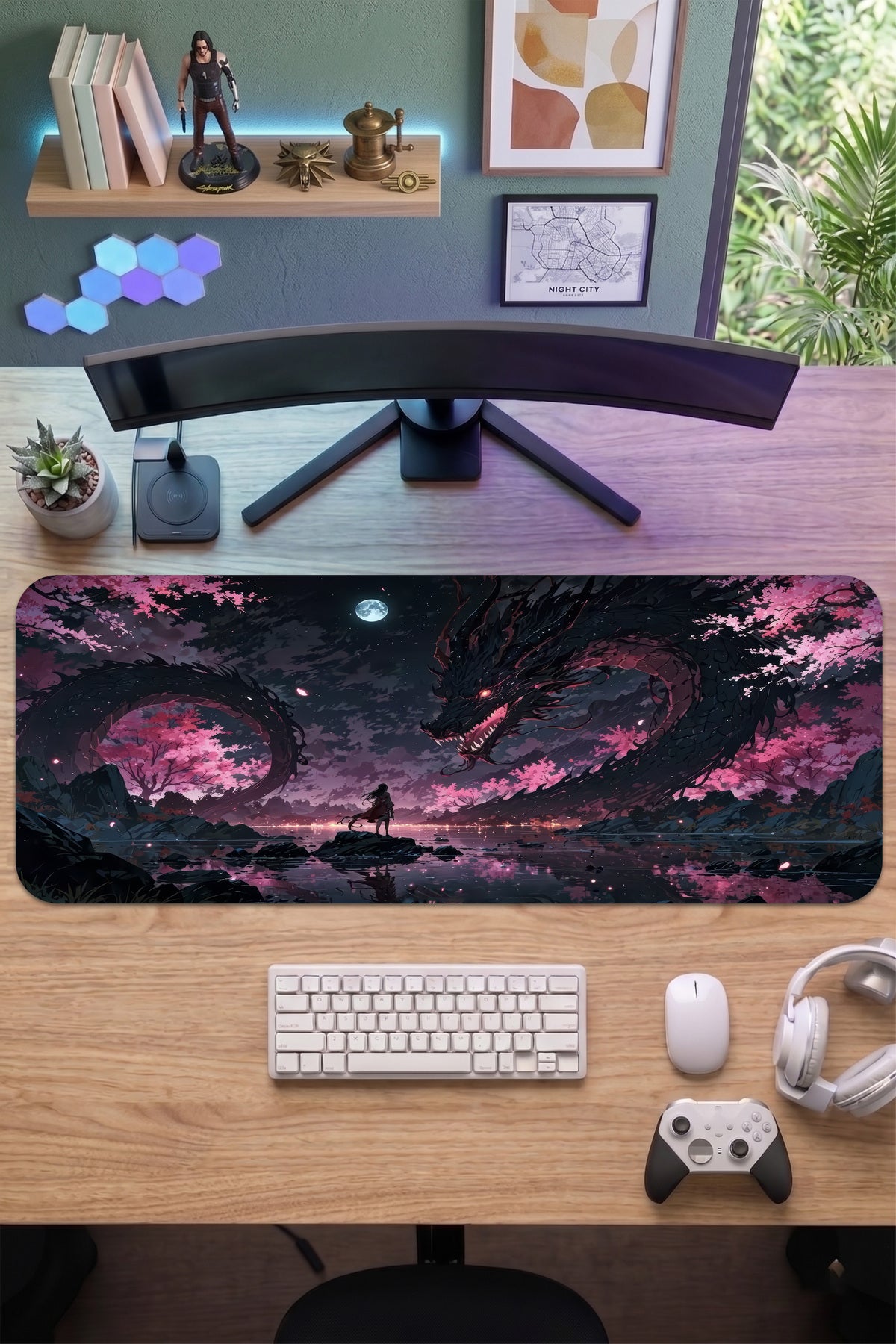 70x30 Profesyonel Gaming Mouse Pad - Kaydırmaz Taban, Pürüzsüz Yüzey, Hassas Kontrol, Dikişli Kenar