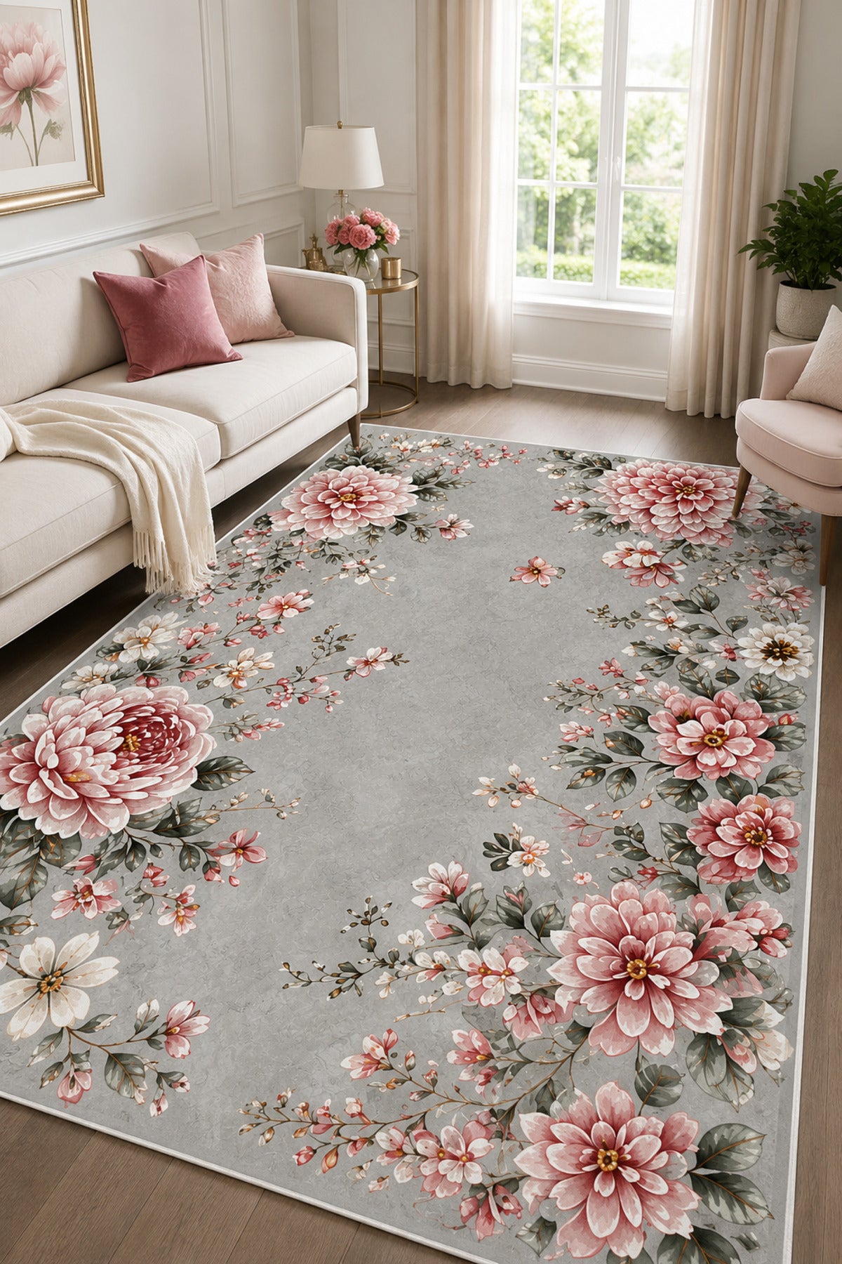 Dijital Yıkanabilir Etnik Retro Desen Kaymaz Taban Salon Halısı Mutfak Halısı Yolluk Çocuk Halısı