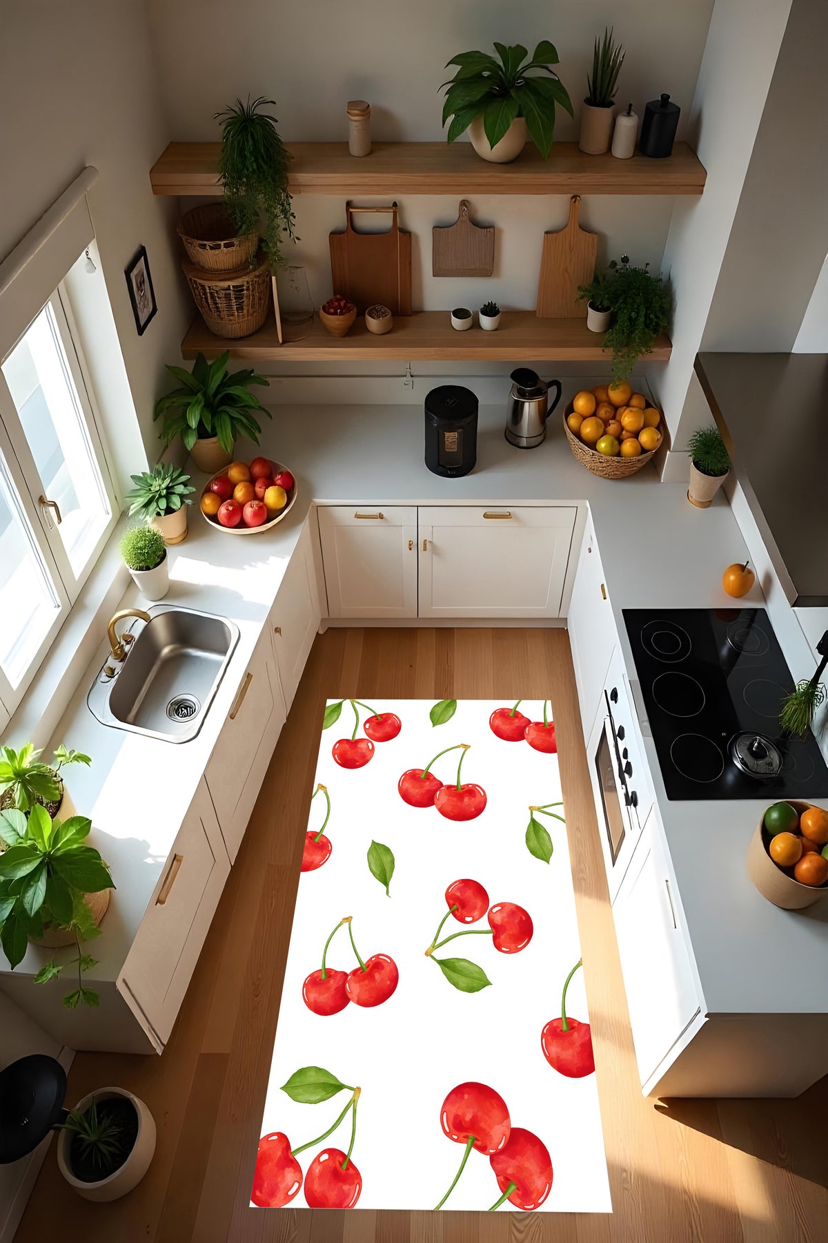 Dijital Baskı Modern Kaymaz Taban Leke Tutmaz Makinada Yıkanabilir Mutfak Halısı ve Balkon Halısı