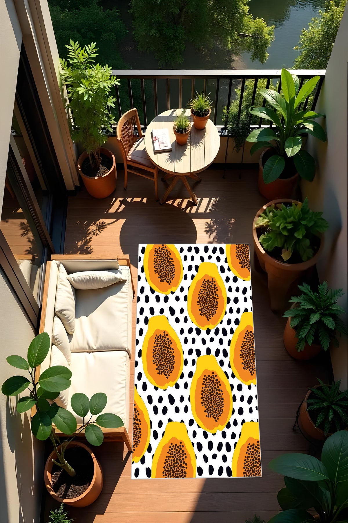 Dijital Baskı Modern Kaymaz Taban Leke Tutmaz Makinada Yıkanabilir Mutfak Halısı ve Balkon Halısı
