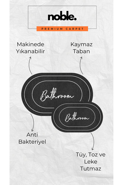 Dijital Baskı Atrasit Hasır Desenli Modern Banyo Halısı İkili Banyo Paspası(40cmx60cm)ve(60cmx100cm)