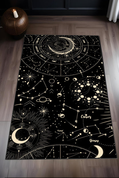 Makinede yıkanabilir astronomi desen kaymaz taban leke tutmaz salon halısı genç halısı çocuk halısı