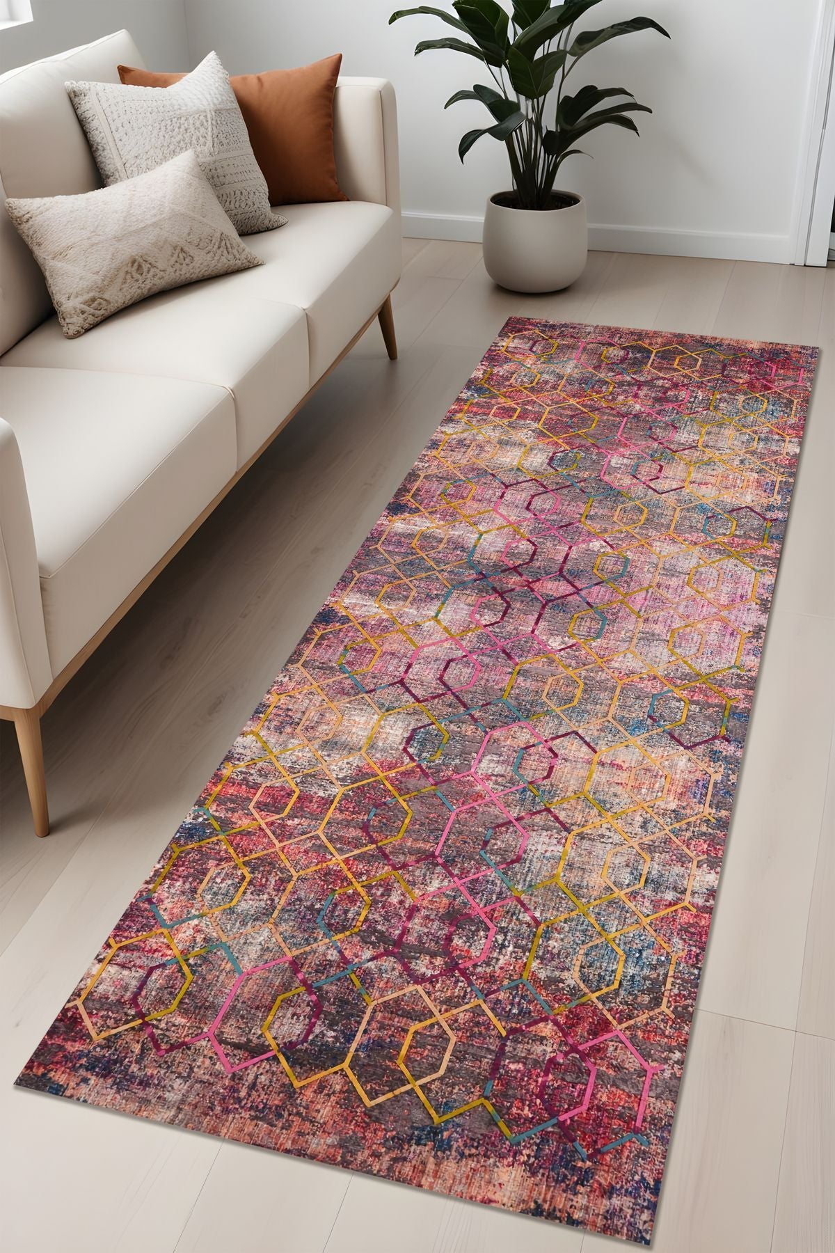 Dijital Baskı Renkli Geçişli Modern Dekoratif Makinada Yıkanabilir Salon Mutfak ve Yolluk Halı