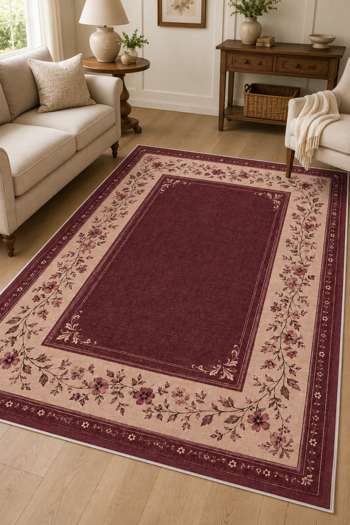 Dijital Yıkanabilir Etnik Retro Desen Kaymaz Taban Salon Halısı Mutfak Halısı Yolluk Çocuk Halısı