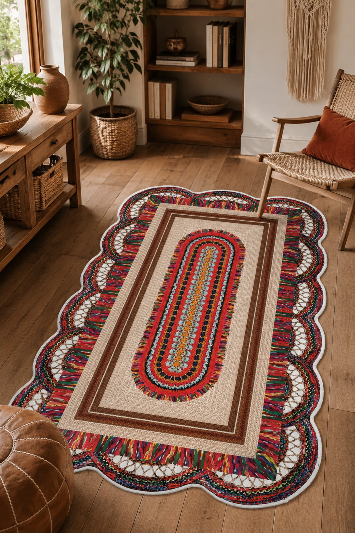 Dijital Yıkanabilir Etnik Retro Desen Kaymaz Taban Salon Halısı Mutfak Halısı Yolluk Çocuk Halısı