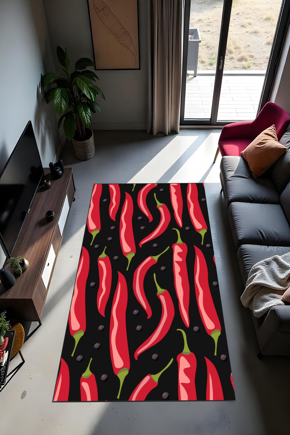 Dijital Baskı Modern Kaymaz Taban Leke Tutmaz Makinada Yıkanabilir Mutfak Halısı ve Yolluk