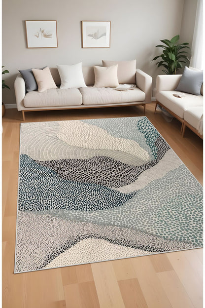 Dijital Baskı Su Desen Renk Geçişli Modern Dekoratif Makinada Yıkanabilir Salon Halısı Yolluk Halısı
