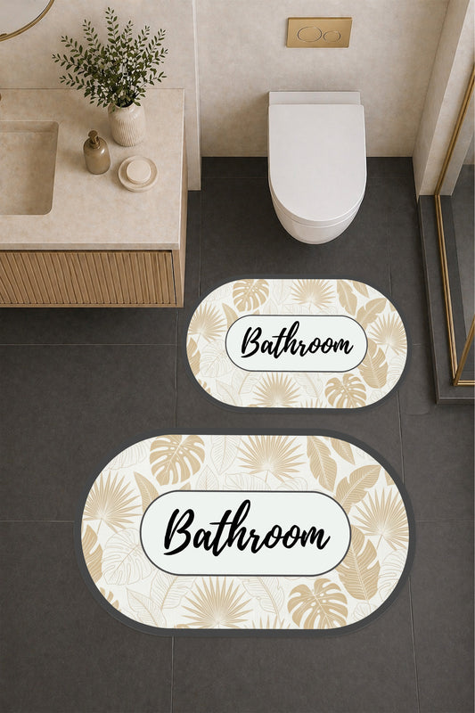 Dijital Baskı Modern Desenli Modern Banyo Halısı İkili Banyo Paspası (40cmx60cm)ve(60cmx100cm)