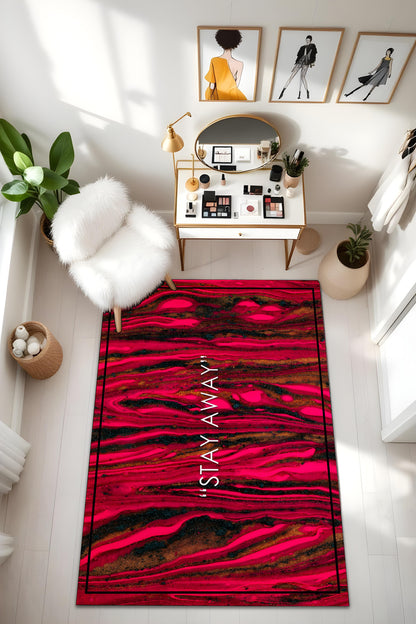Dijital Baskı Stay Away Yazılı Modern Kaymaz Taban Makinada Yıkanabilir Salon Halısı ve Yolluk