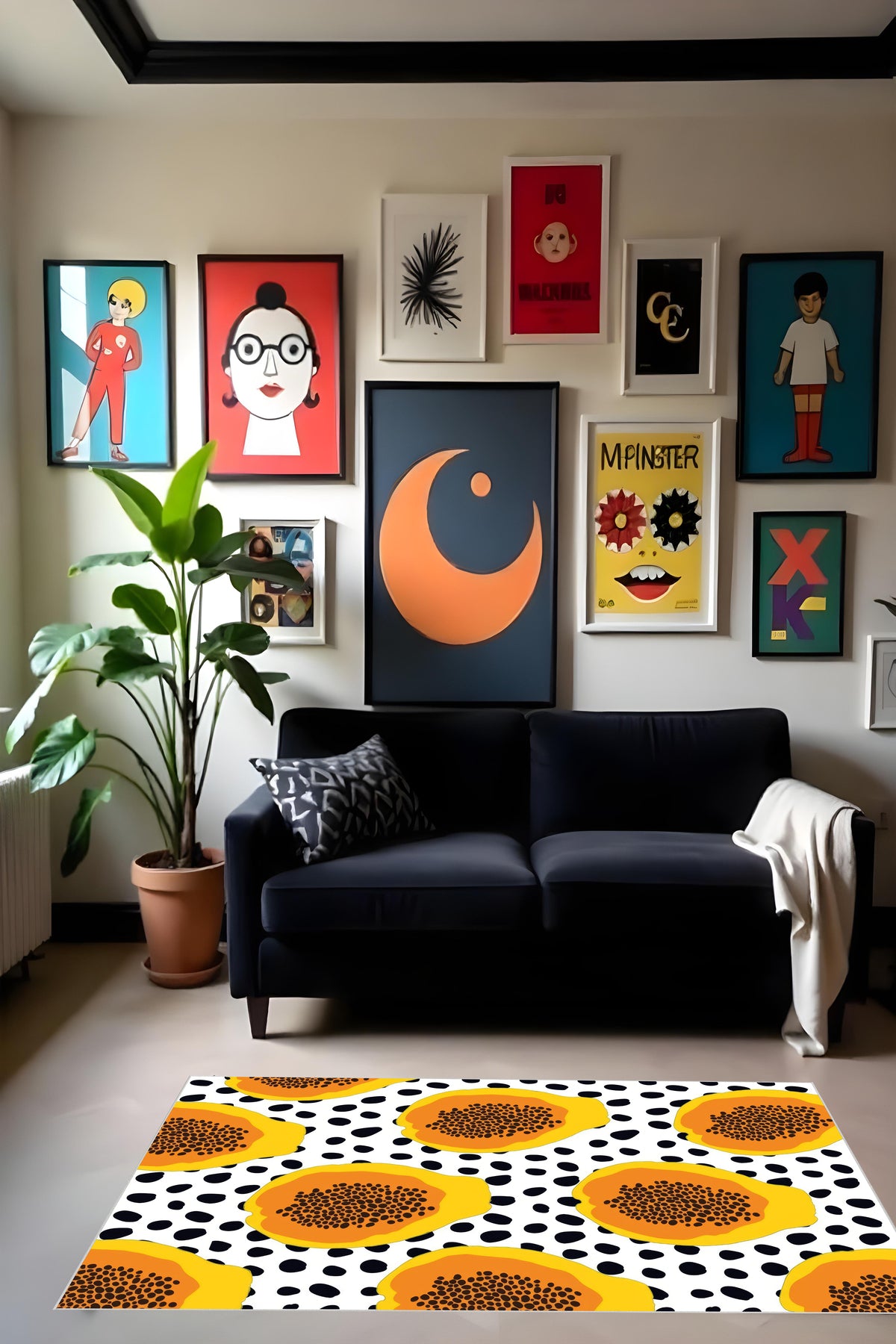 Dijital Baskı Modern Kaymaz Taban Leke Tutmaz Makinada Yıkanabilir Mutfak Halısı ve Balkon Halısı