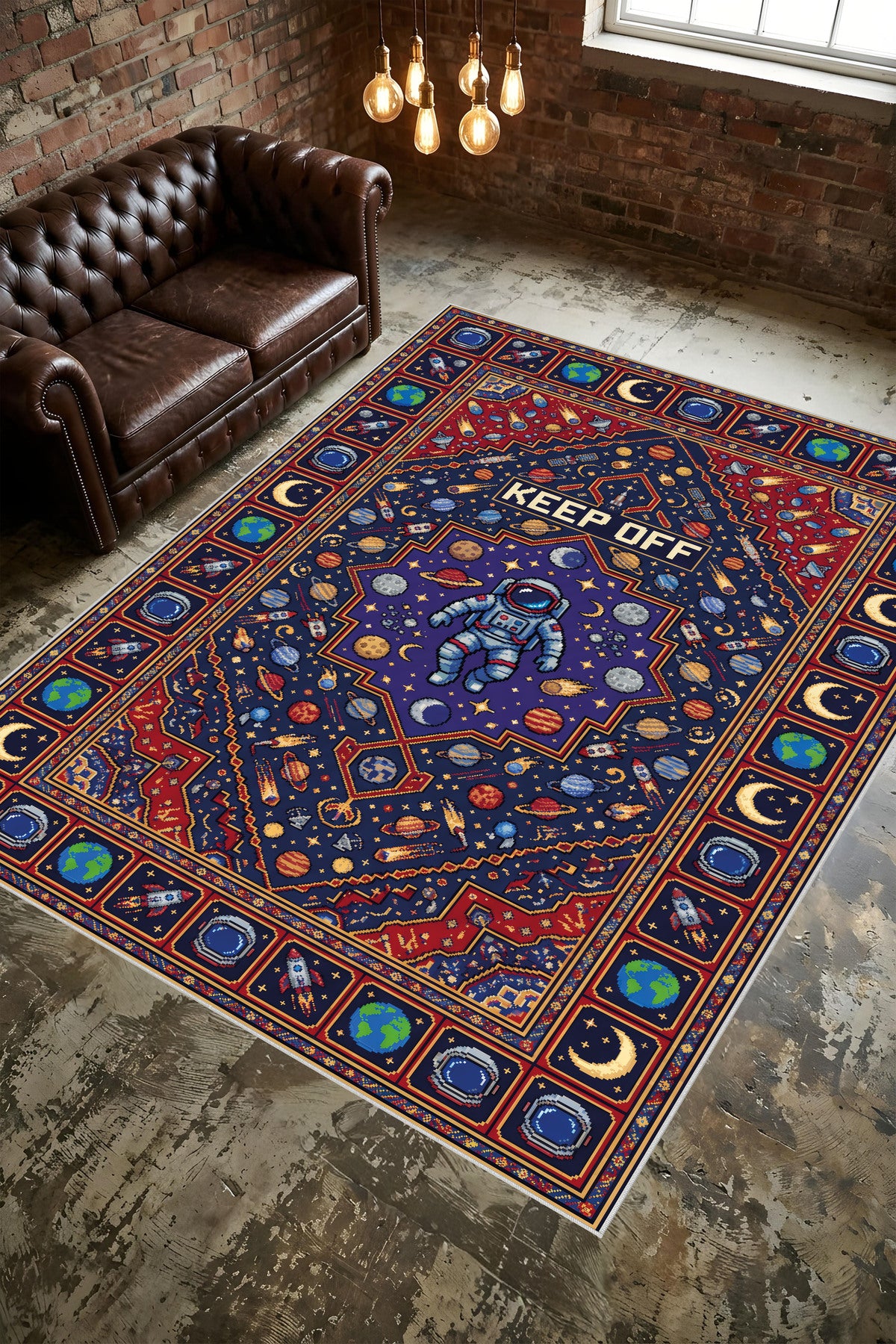 Dijital Yıkanabilir Etnik Retro Desen Kaymaz Taban Salon Halısı Mutfak Yolluk Çocuk Odası Halısı