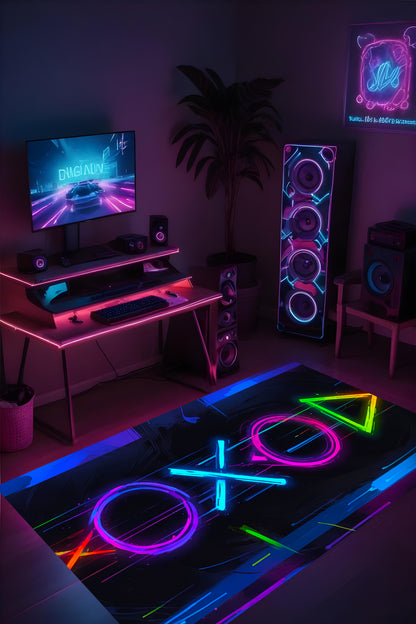 Dijital Baskı Gamer Oyuncu Makinada Yıkanabilir Genç Odası Oyun Odası Halısı