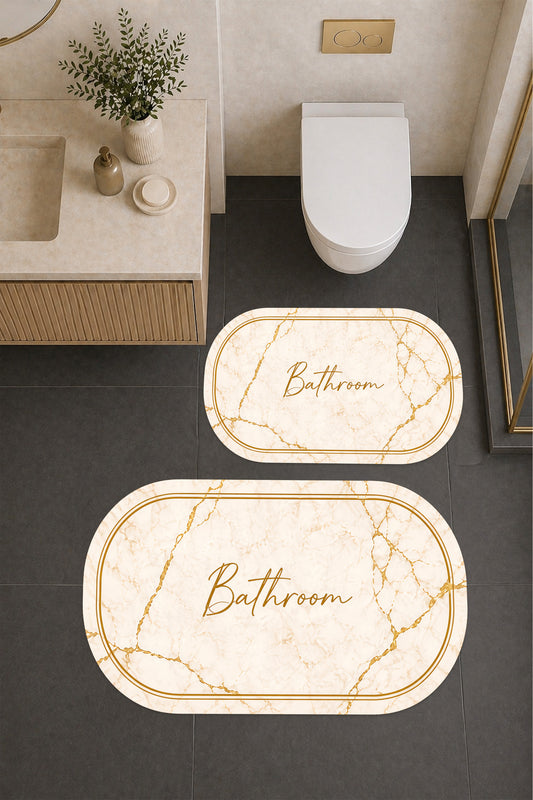 Dijital Baskı Modern Desenli Modern Banyo Halısı İkili Banyo Paspası (40cmx60cm)ve(60cmx100cm)