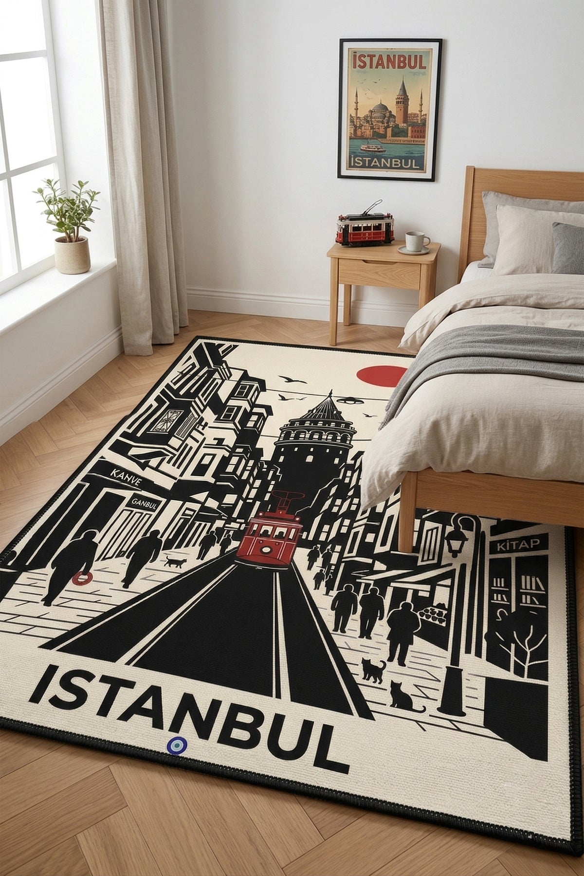 Dijital Yıkanabilir Etnik Retro Desen Kaymaz Taban Salon Halısı Mutfak Halısı Yolluk Çocuk Halısı