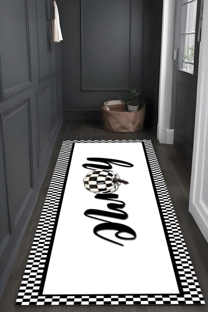 Dijital Baskı Damalı Home Yazılı Modern Dekoratif Makinada Yıkanabilir Mutfak ve Yolluk Halısı