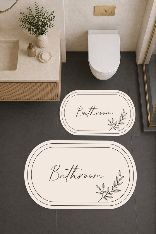 Dijital Baskı Modern Desenli Modern Banyo Halısı İkili Banyo Paspası (40cmx60cm)ve(60cmx100cm)