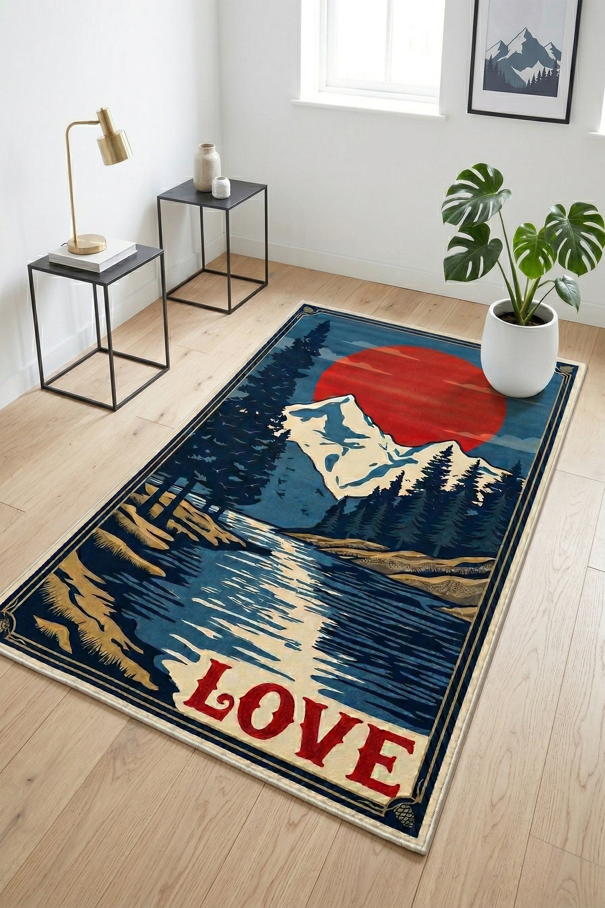 Dijital Yıkanabilir Etnik Retro Desen Kaymaz Taban Salon Halısı Mutfak Halısı Yolluk Çocuk Halısı