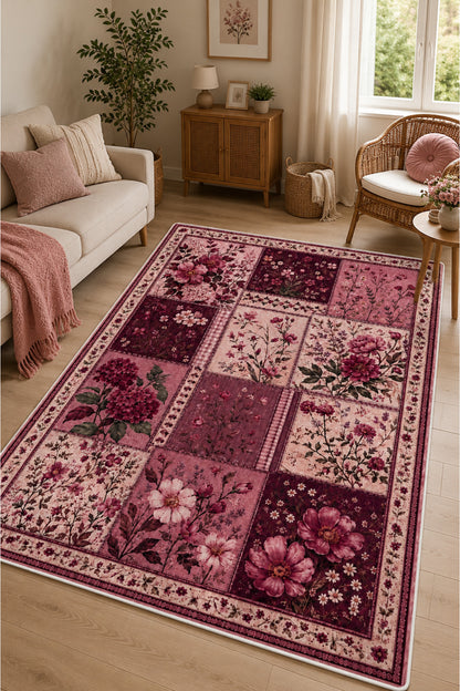 Dijital Yıkanabilir Etnik Retro Desen Kaymaz Taban Salon Halısı Mutfak Halısı Yolluk Çocuk Halısı