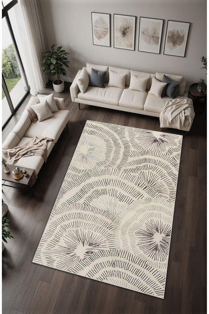 Dijital Baskı Efektif Çizgisel Modern Dekoratif Makinada Yıkanabilir Salon Halısı Yolluk Halısı