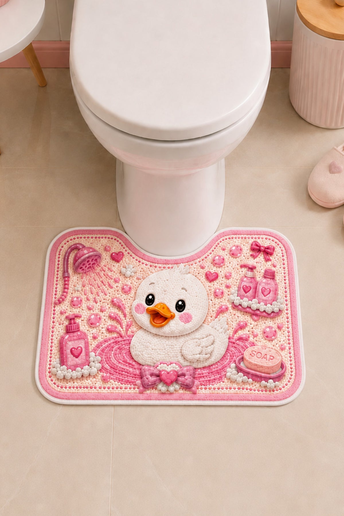 Dijital Kaymaz Yıkanabilir Klozet Önü Paspas Modern Banyo Paspası Banyo Halısı Banyo Dekor (40x60)