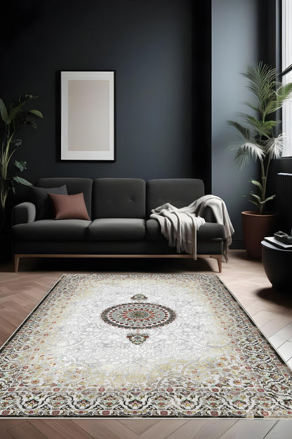 Makinede yıkanabilir klasik desen kaymaz taban leke tutmaz salon halısı ve kesme yolluk