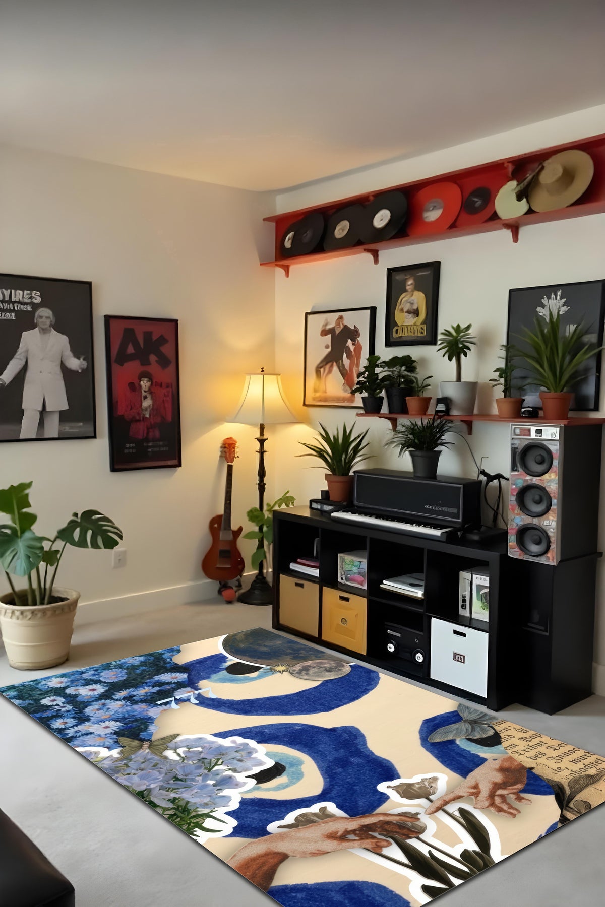 Dijital Baskı Modern Tarz Kaymaz Taban Leke Tutmaz Makinada Yıkanabilir Salon Halısı Genç Oda Halısı