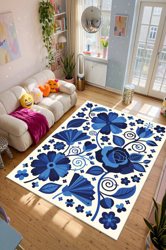 Dijital Yıkanabilir Etnik Retro Desen Kaymaz Taban Salon Halısı Mutfak Halısı Yolluk Çocuk Halısı