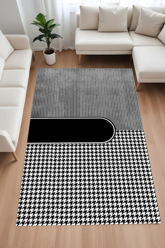 Dijital Baskı Modern Dekoratif Kaymaz Taban Makinada Yıkanabilir Salon Mutfak ve Yolluk Halısı