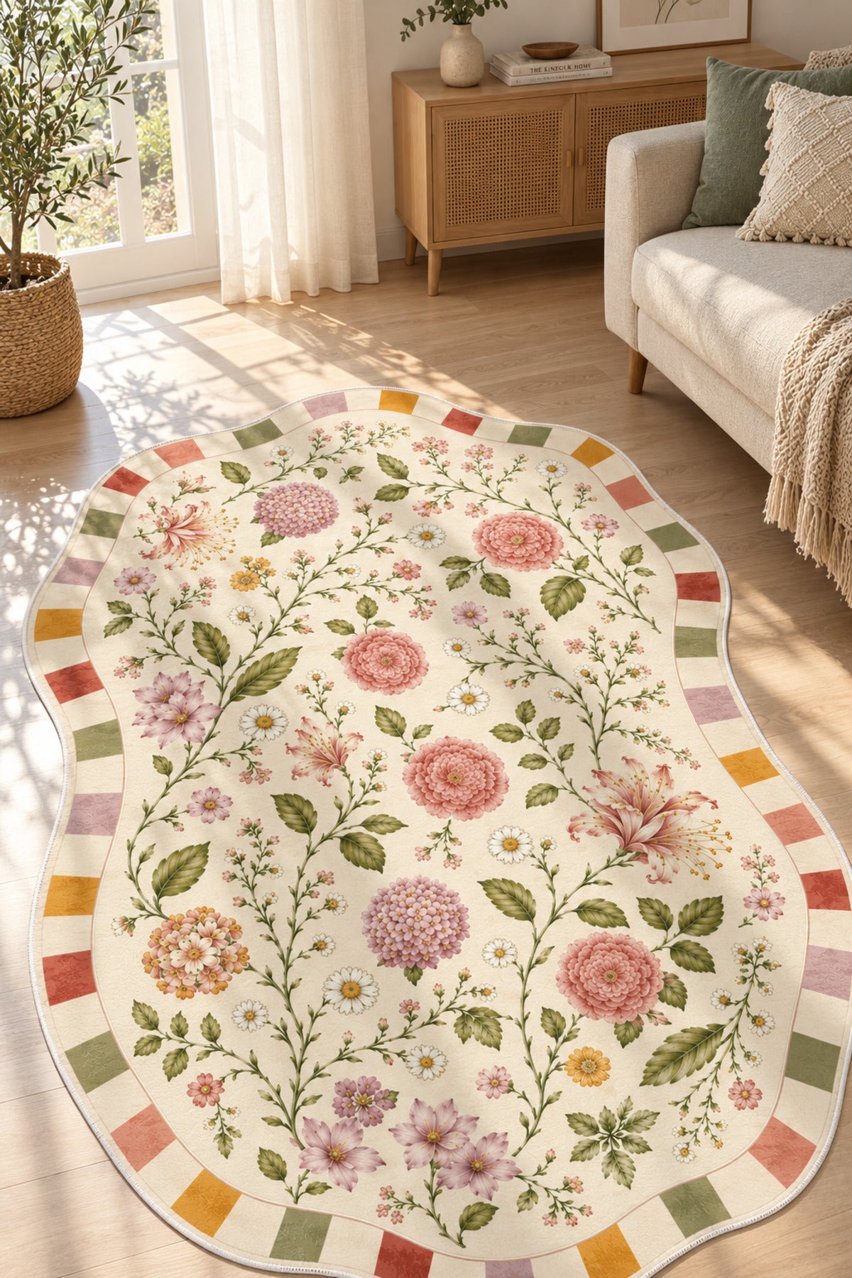 Dijital Yıkanabilir Lazer Kesim Halı Retro Desen Kaymaz Taban Salon Halısı Mutfak Halısı Yolluk